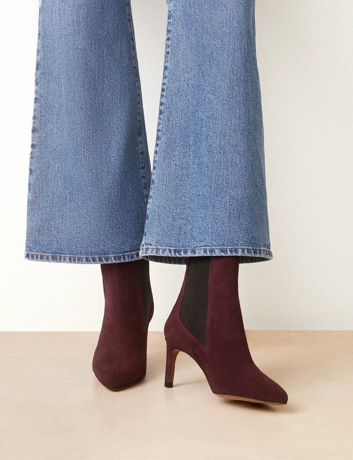 Bottines À Talons Suède Aubergine - Numéro 711 - Rivecour