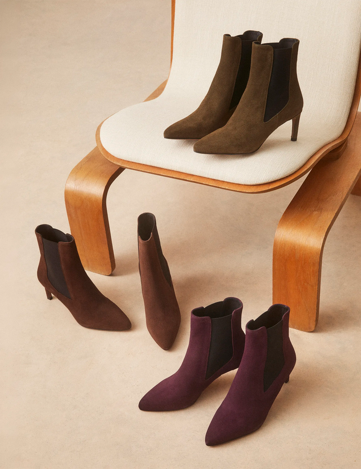 Bottines À Talons Suède Kaki - Numéro 711 - Rivecour