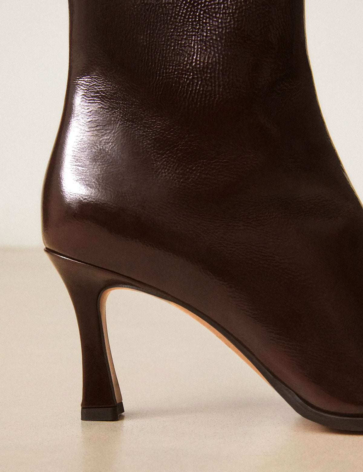 Bottines À Talons Cuir Vernis Marron Chocolat - Numéro 713 - Rivecour