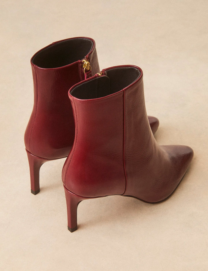 Bottines À Talons Cuir Vernis Bordeaux - Numéro 720 - Rivecour