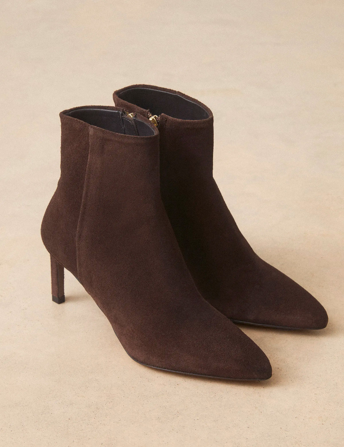Bottines À Talons Suède Marron Chocolat - Numéro 720 - Rivecour