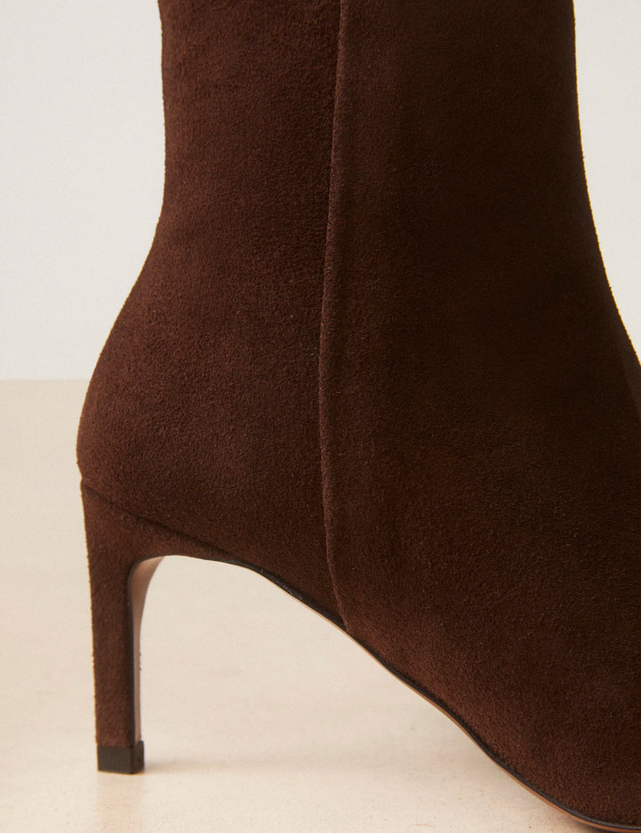 Bottines À Talons Suède Marron Chocolat - Numéro 720 - Rivecour
