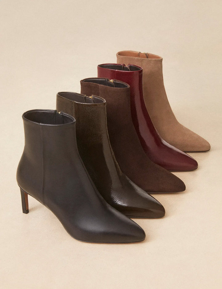 Bottines À Talons Suède Marron Chocolat - Numéro 720 - Rivecour
