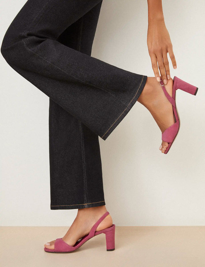 Sandales À Talons Suède Rose Pivoine - Numéro 733 - Rivecour
