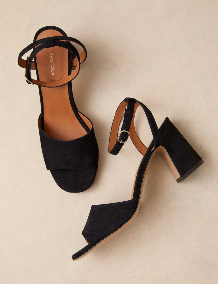 Sandals À Talons Suede Black - Numéro 789 - Rivecour