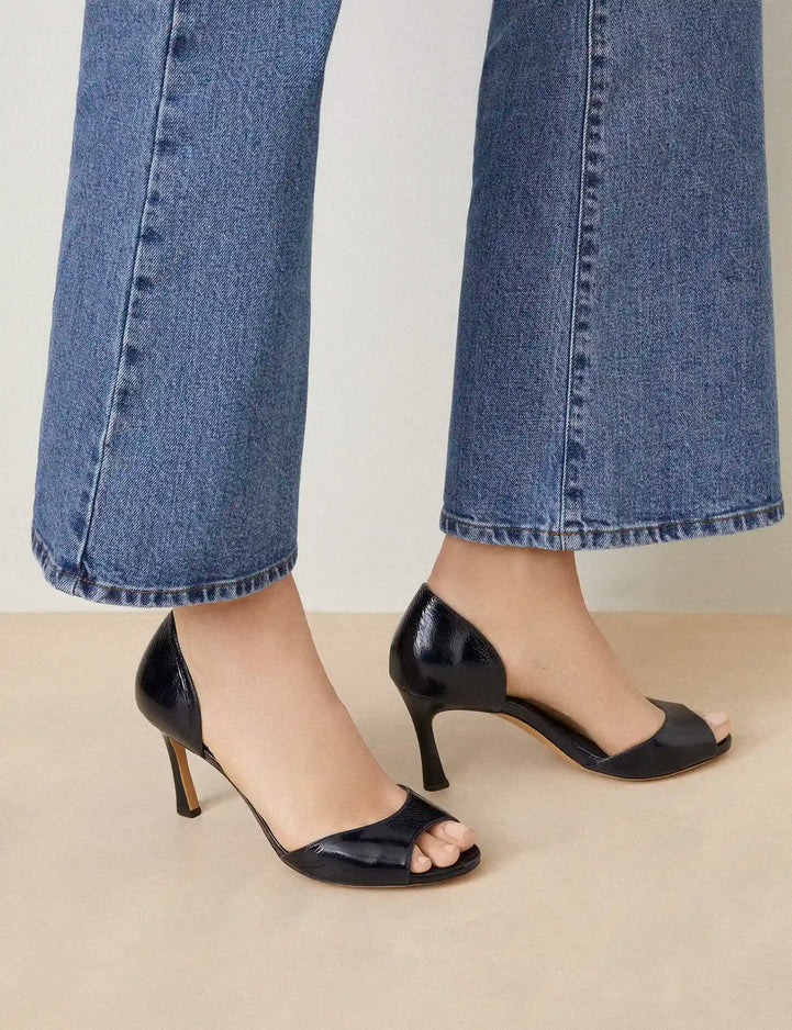Sandales À Talons Cuir Vernis Marine - Numéro 796 - Rivecour