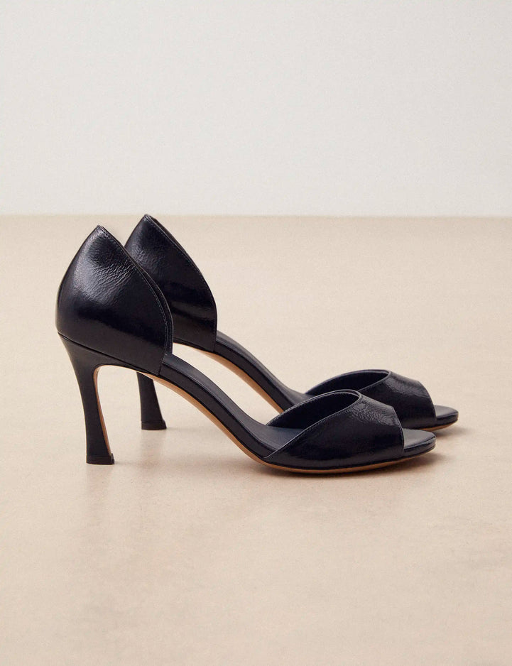 Sandales À Talons Cuir Vernis Marine - Numéro 796 - Rivecour