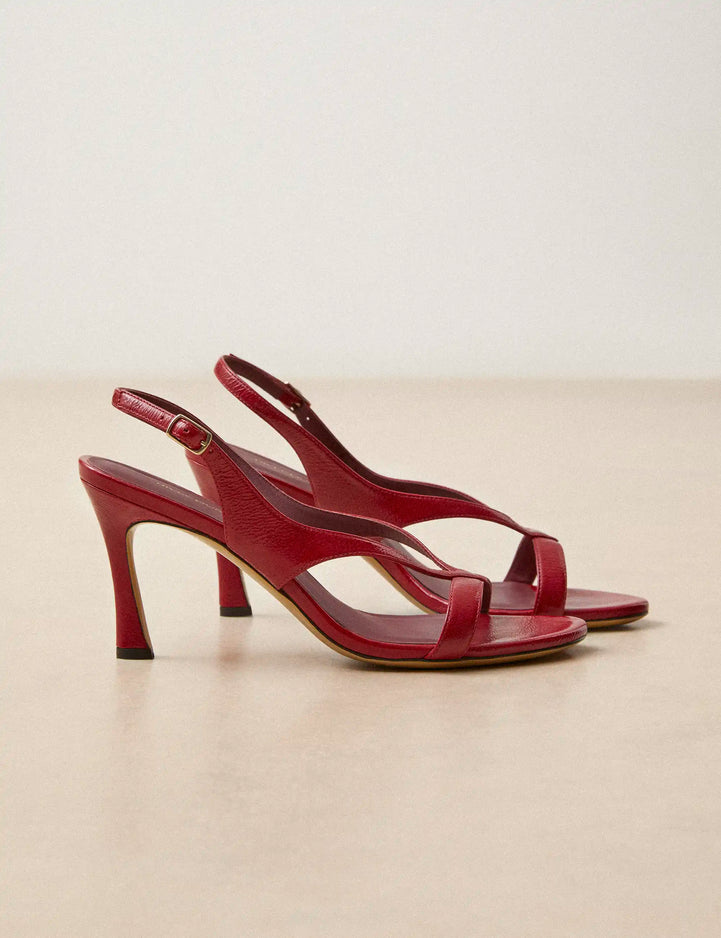 Sandales À Talons Cuir Vernis Rouge Cerise - Numéro 798 - Rivecour