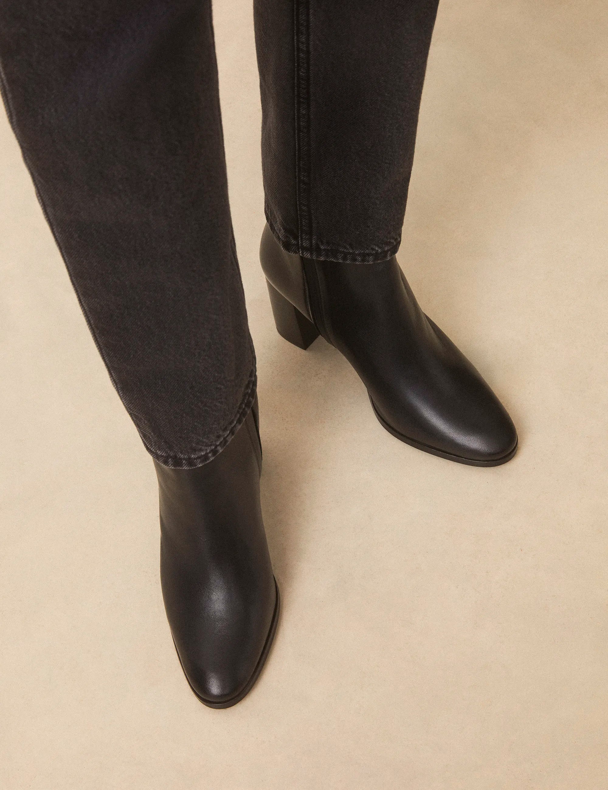 Bottines À Talons Cuir Nappa Noir - Numéro 822 - Rivecour