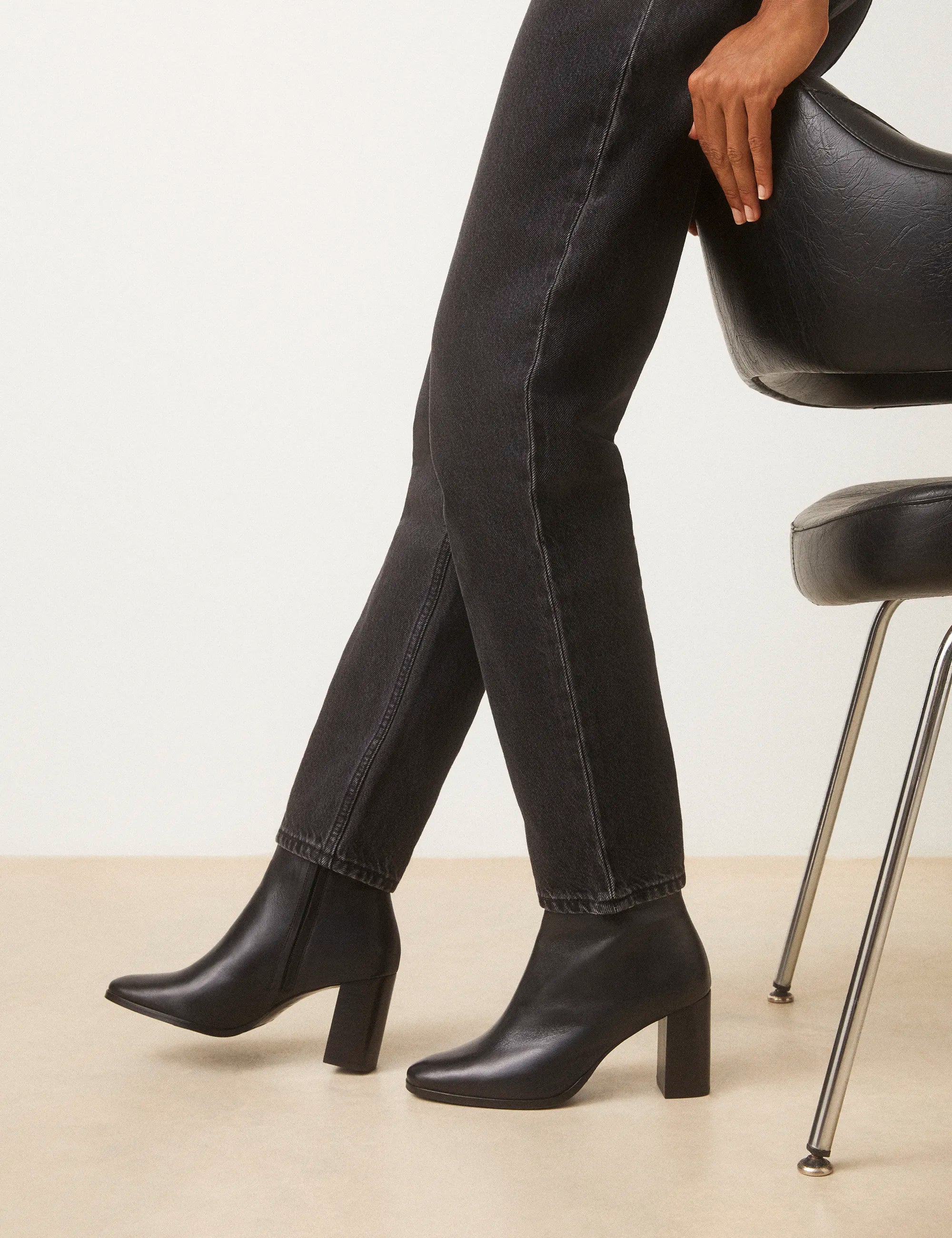 Bottines À Talons Cuir Nappa Noir - Numéro 822 - Rivecour