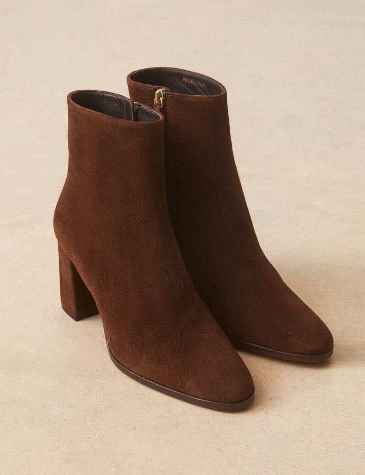 Bottines À Talons Suède Noisette - Numéro 822 - Rivecour