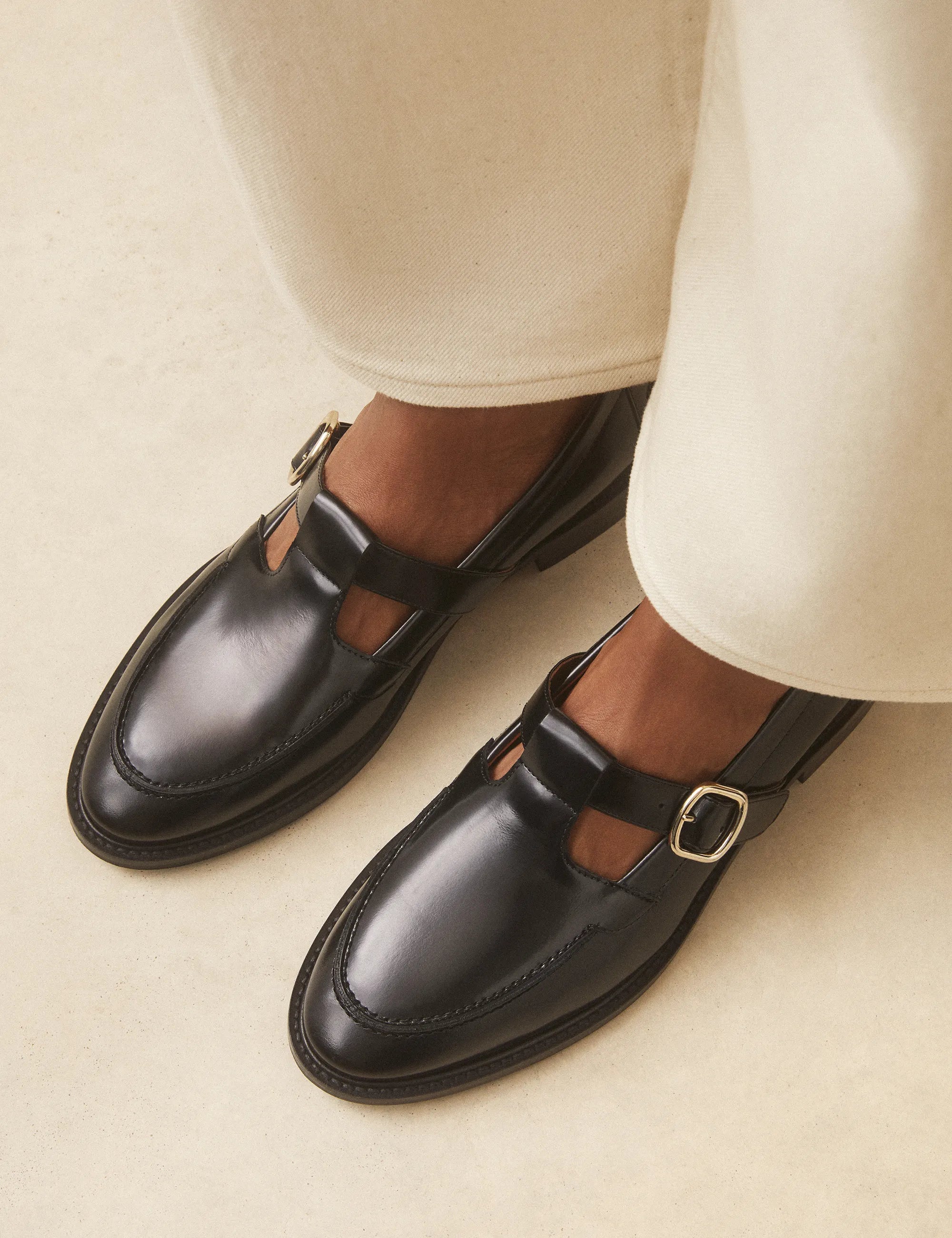 Mocassins Cuir Poli Noir - Numéro 84 - Rivecour