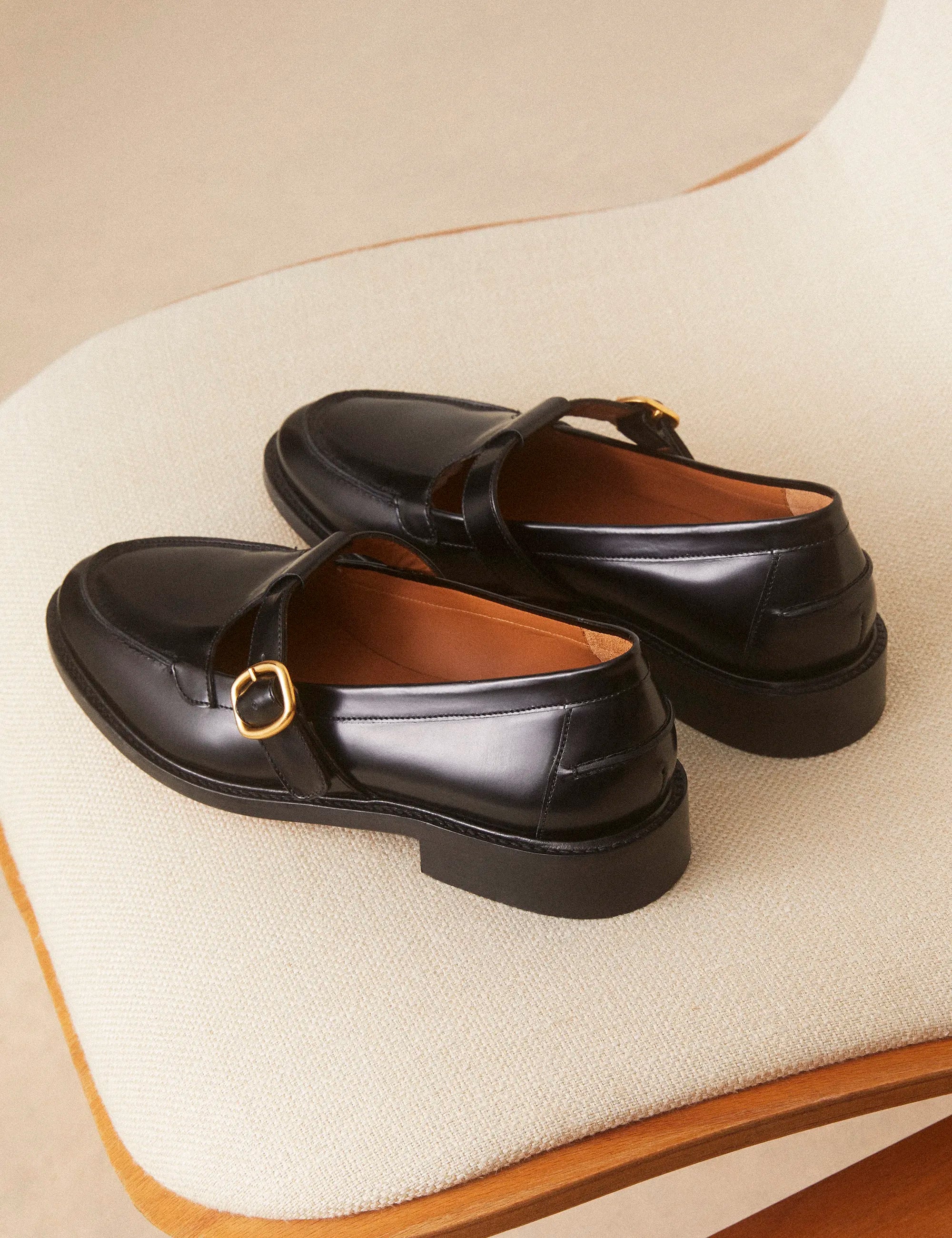 Mocassins Cuir Poli Noir - Numéro 84 - Rivecour