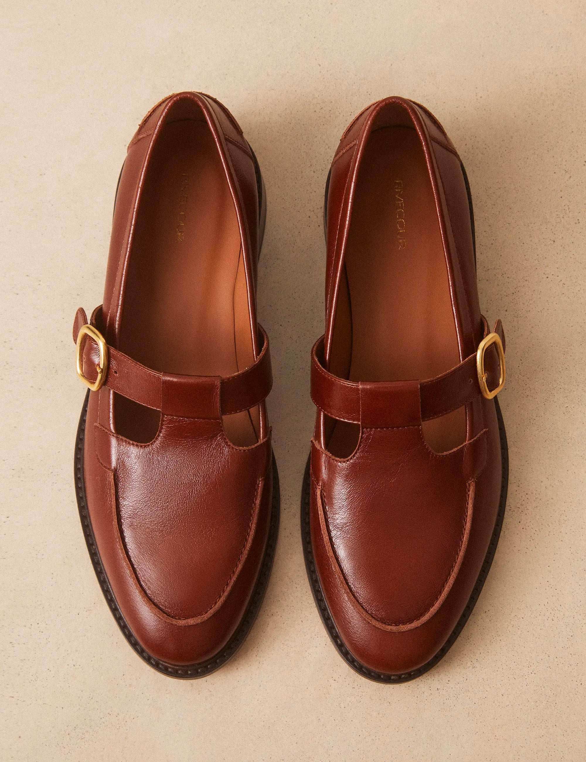 Mocassins Cuir Façon Vintage Cognac - Numéro 84 - Rivecour