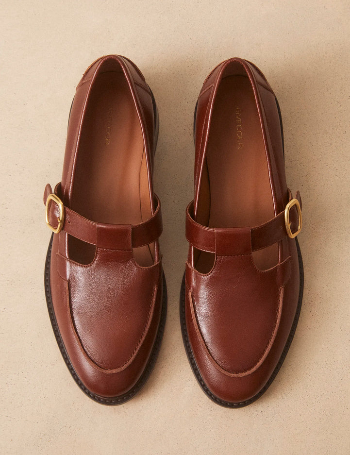 Mocassins Cuir Façon Vintage Cognac - Numéro 84 - Rivecour