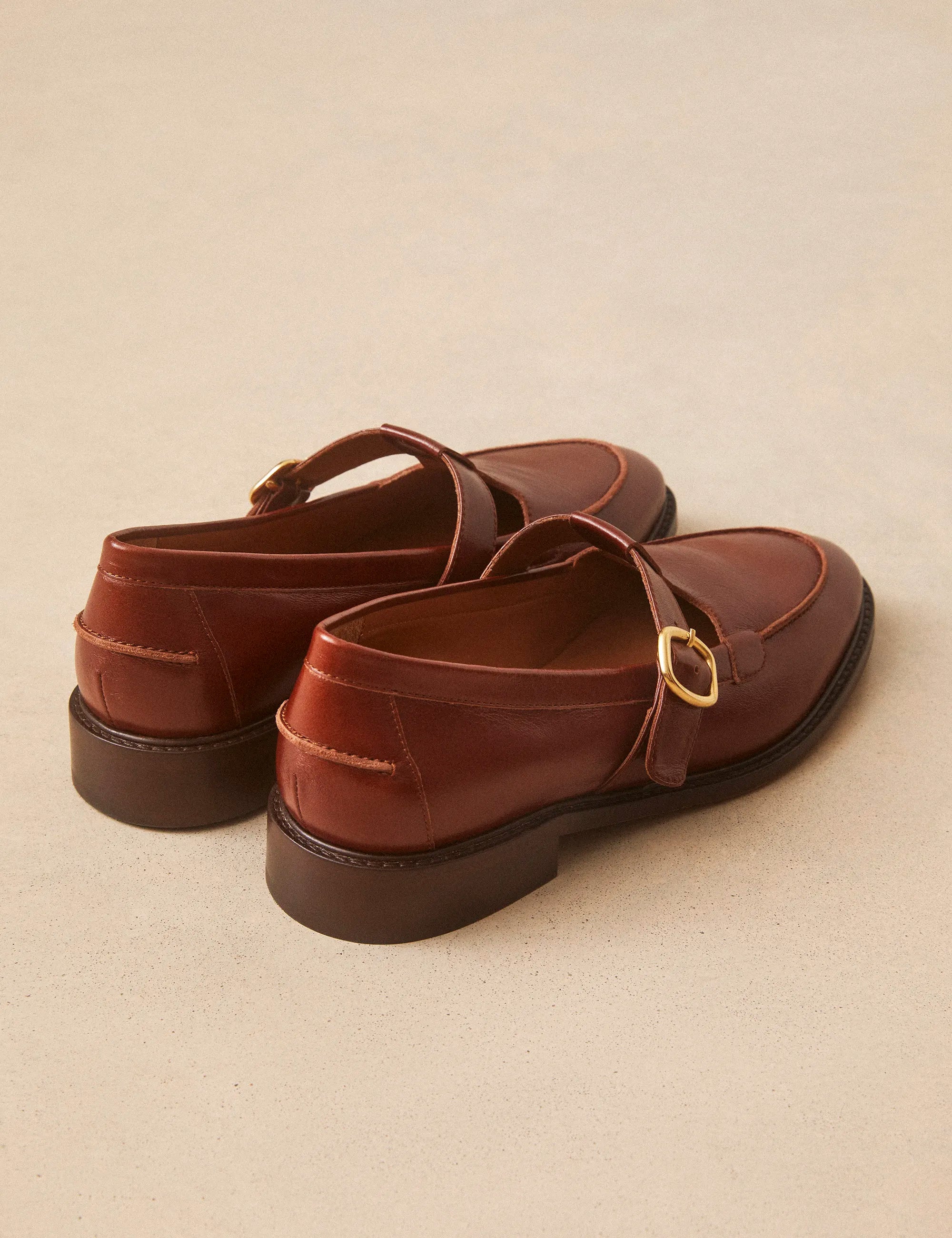 Mocassins Cuir Façon Vintage Cognac - Numéro 84 - Rivecour