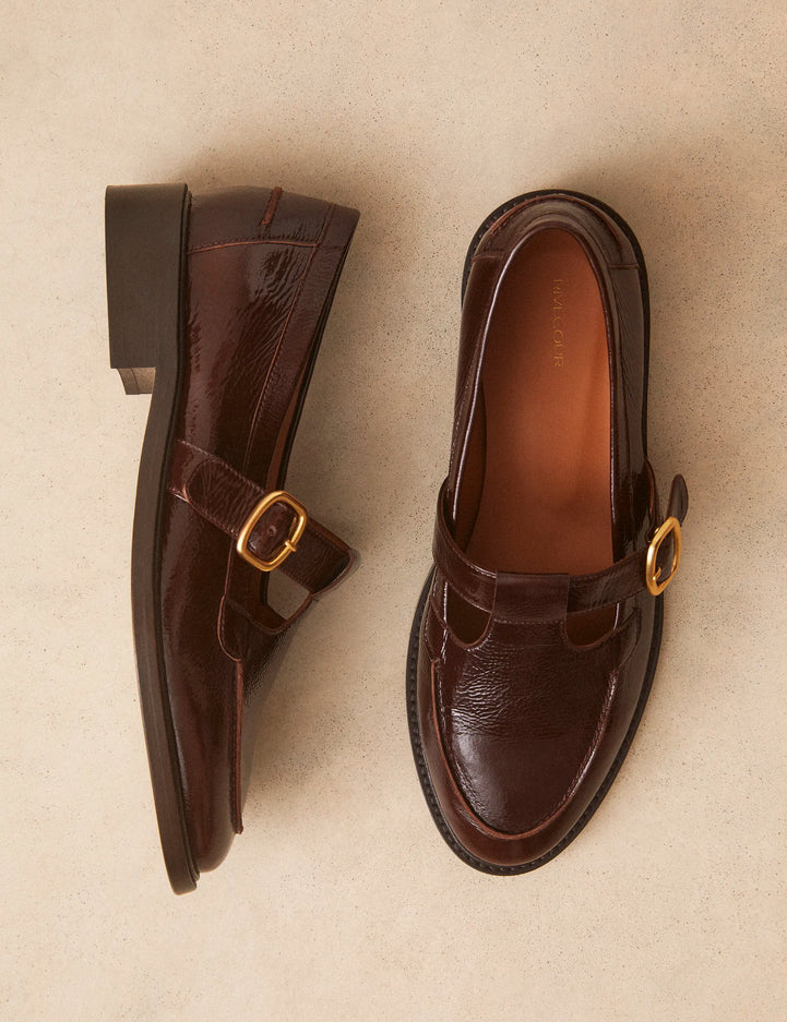 Mocassins Cuir Vernis Marron - Numéro 84 - Rivecour