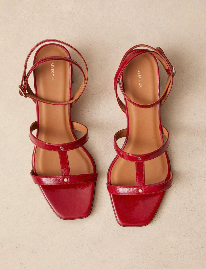Sandales à talons Cuir Vernis Rouge - Numéro 902 - Rivecour