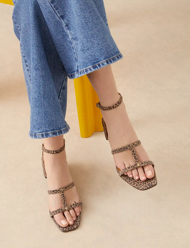 Sandales à talons Cuir Imprimé Léopard - Numéro 902 - Rivecour