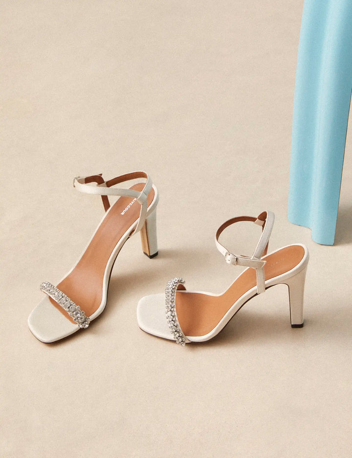 Sandales à talons Satin Blanc - Numéro 910 - Rivecour