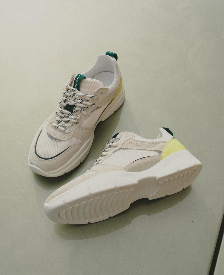 Baskets n°15 Blanc/Jaune/Vert