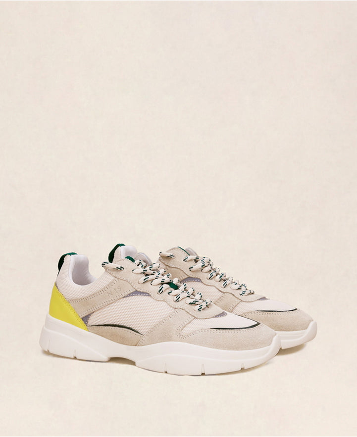 Sneakers n°15 White/Jaune/Green