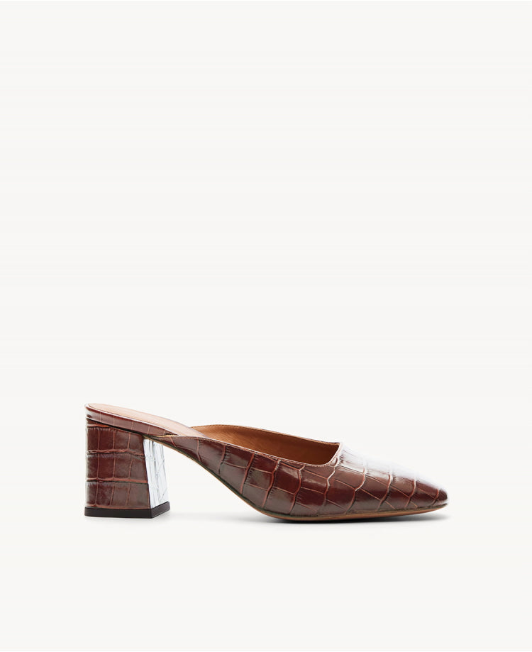 Mules n°604 Croco Marron