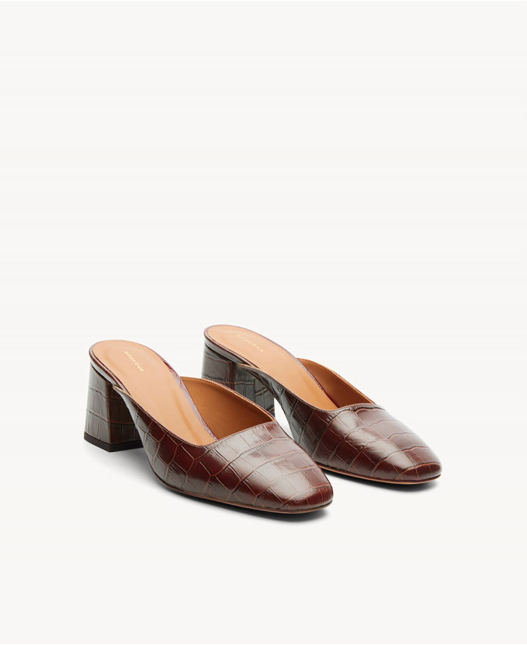 Mules n°604 Croco Marron
