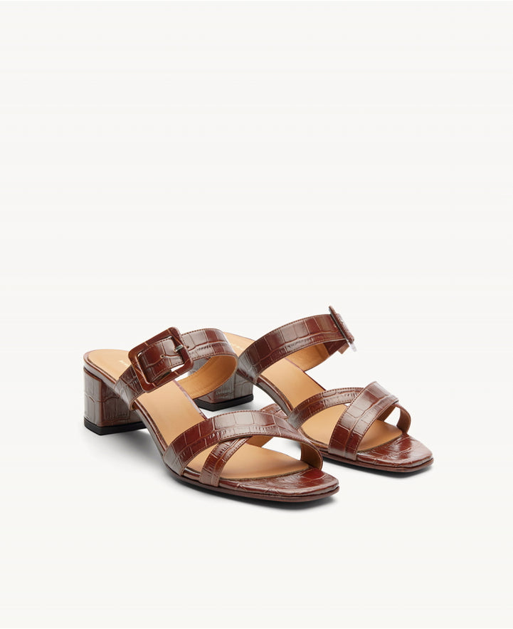 Mules n°904 Croco Marron
